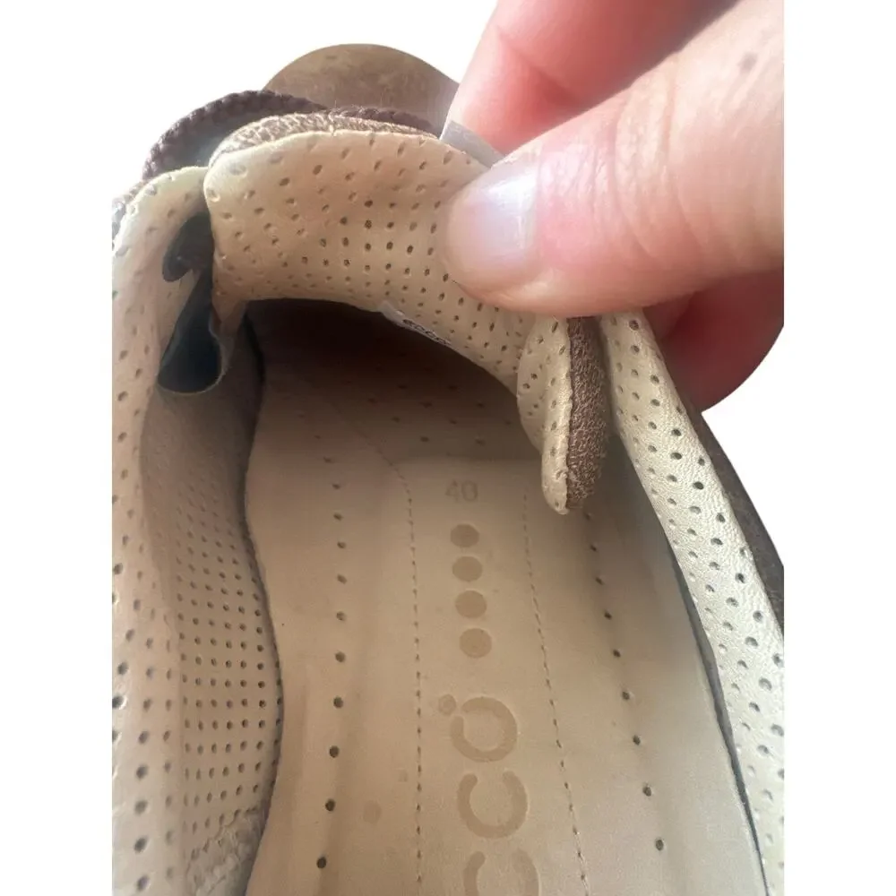 Ecco Golf Shoes Men's 7 40 Brown Leather Low Top Athletic Spikeless Sneakers z1